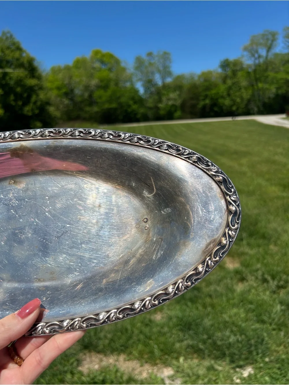 WM Rogers Silver Plated Oval Bread Tray Serving Dish 14